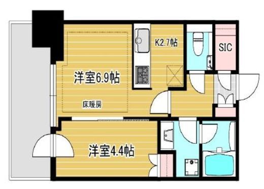 大崎ステーションレジデンス 1LDK 35.68㎡の間取り図