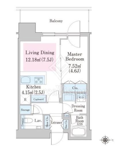 大崎ステーションレジデンス 1LDK 38.00㎡の間取り図