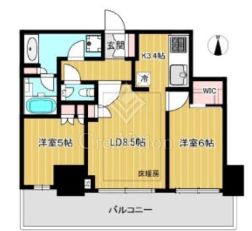 大崎ステーションレジデンス 2LDK 53.93㎡の間取り図