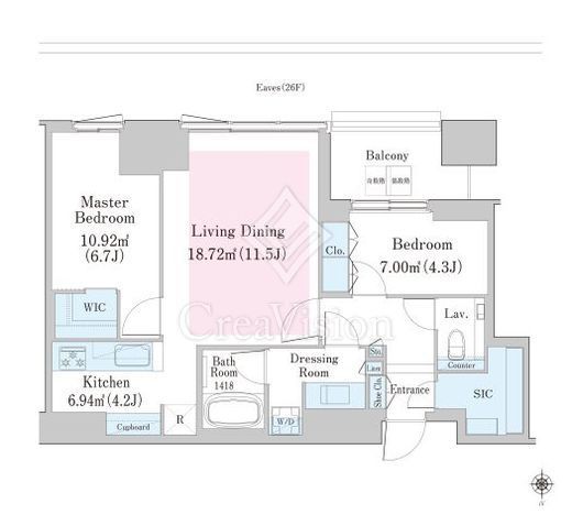 大崎ステーションレジデンス 2LDK 65.17㎡の間取り図