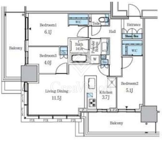 大崎ステーションレジデンス 3LDK 70.45㎡の間取り図