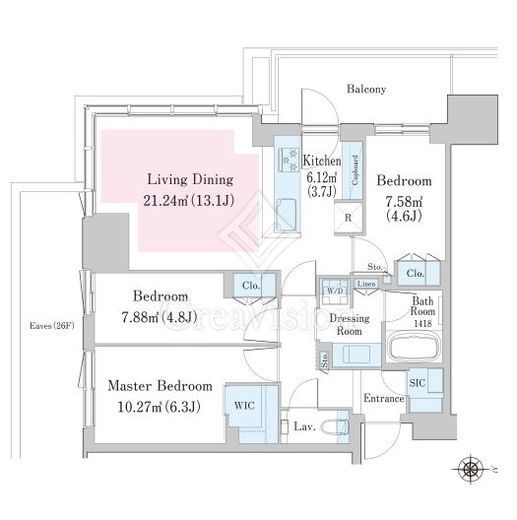大崎ステーションレジデンス 3LDK 71.95㎡の間取り図